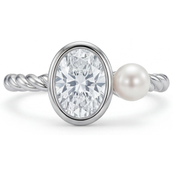 14K Weißgold Edler Diamant Einzelstein-Ring – 1,50-Karat Oval