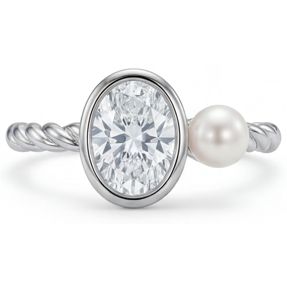 Edler Diamant Einzelstein-Ring 1,50-Karat 14K Weißgold – Hauptansicht
