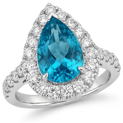 Edler Diamant Halo-Fassung Ring – Blauer Diamant 3,5 Karat 14K