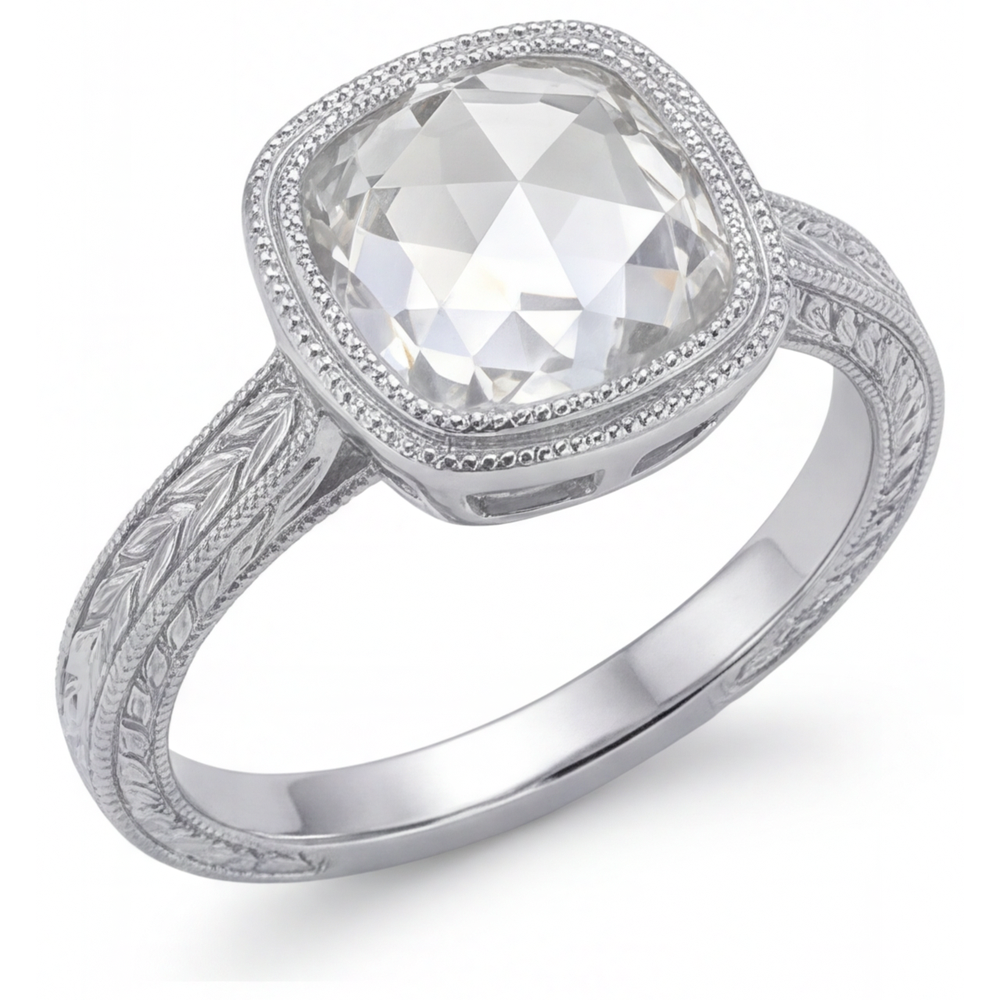Edler Diamant Halo-Ring 3,25-Karat 14K Weißgold – Frontansicht
