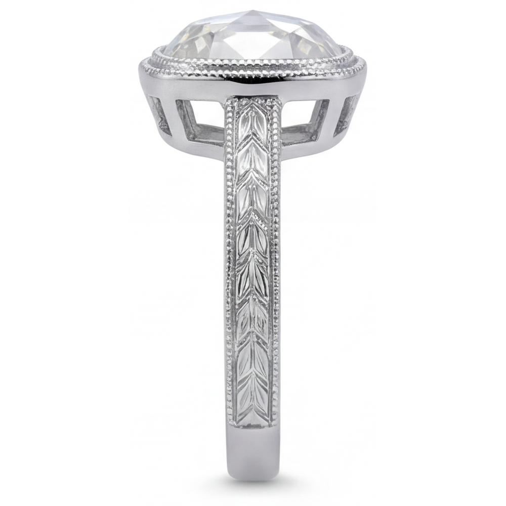 Edler Diamant Halo-Ring 3,25-Karat 14K Weißgold – Profilansicht
