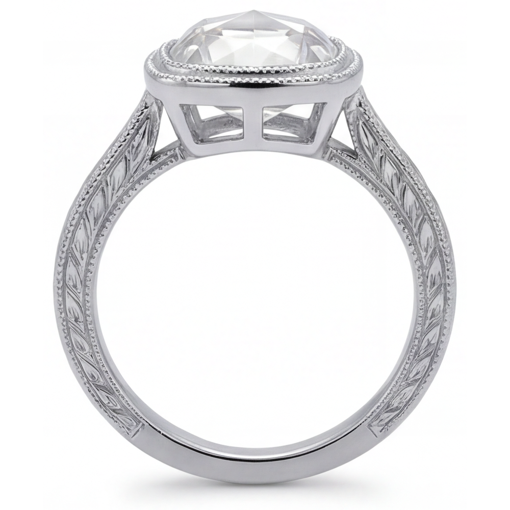 Edler Diamant Kissen-Schliff Halo-Ring in 14K Weißgold – Draufsicht