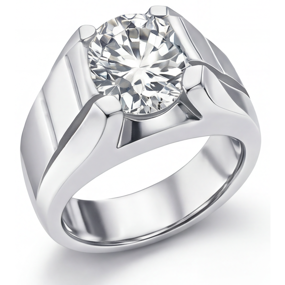 Brillantschliff Edler Diamant Ring in 14 Karat Weißgold – Frontansicht