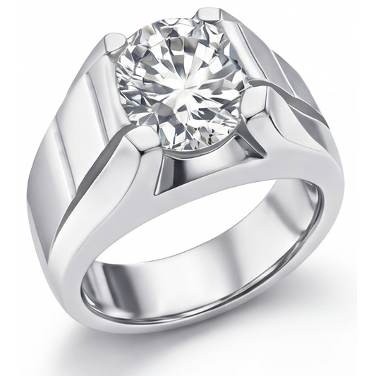 Brillantschliff Edler Diamant Ring in 14 Karat Weißgold – Frontansicht