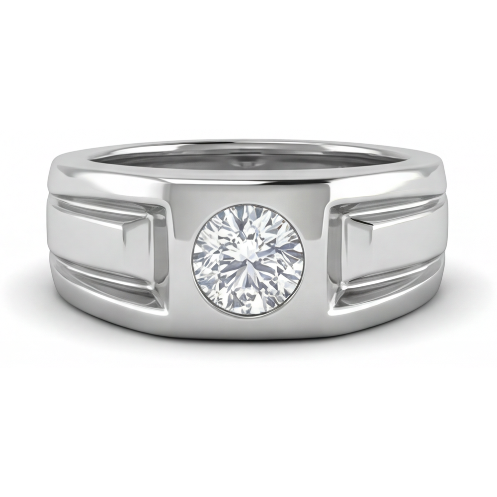 Echter Edler Diamant Herren-Ring 2 Karat 14K Weißgold – Hauptansicht