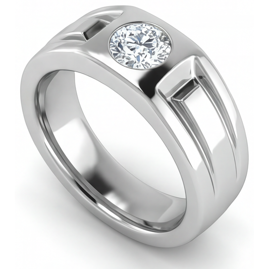 Edler Diamant Herren-Ring 2-Karat 14K Weißgold – Frontansicht