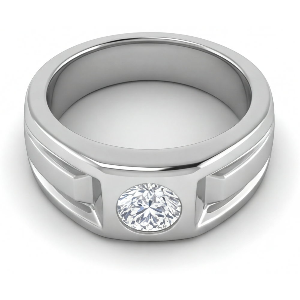Edler Diamant Herren-Ring 2-Karat 14K Weißgold – Seitenansicht