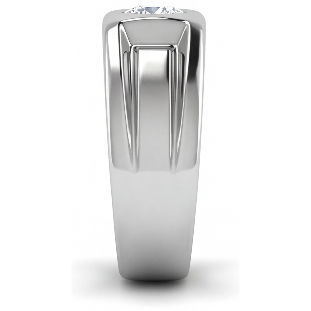 Edler Diamant Brillantschliff Herren-Ring in 14K Weißgold – Profilansicht