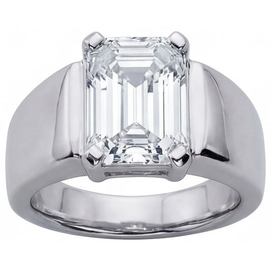Herren-Ring 14K Weißgold mit Edler Diamant – Frontansicht
