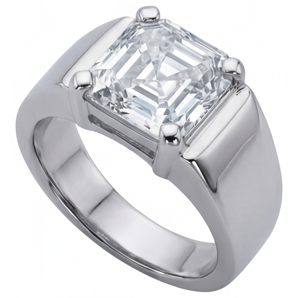 Edler Diamant Herren-Ring 5-Karat 14 Karat Weißgold – Seitenansicht