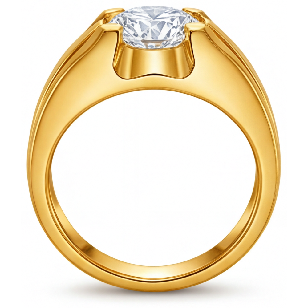 Edler Diamant Herrenring 2-Karat 24K Yellow Gold – Seitenansicht
