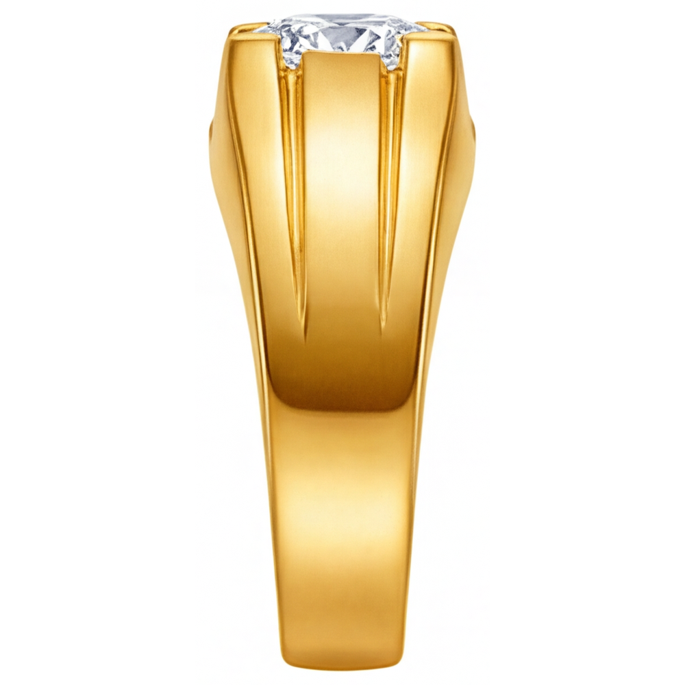 Erdgewonnener Edler Diamant Herrenring – Schrägansicht