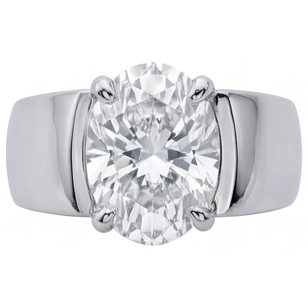 Oval Edler Diamant Ring in 14K Weißgold – Frontansicht