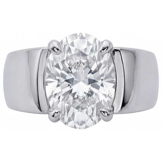 Oval Edler Diamant Ring in 14K Weißgold – Frontansicht