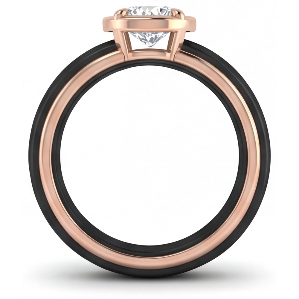 Edler Diamant Schmuck-Ring 1,50 Karat Zweifarbiges 14K Gold – Schrägansicht