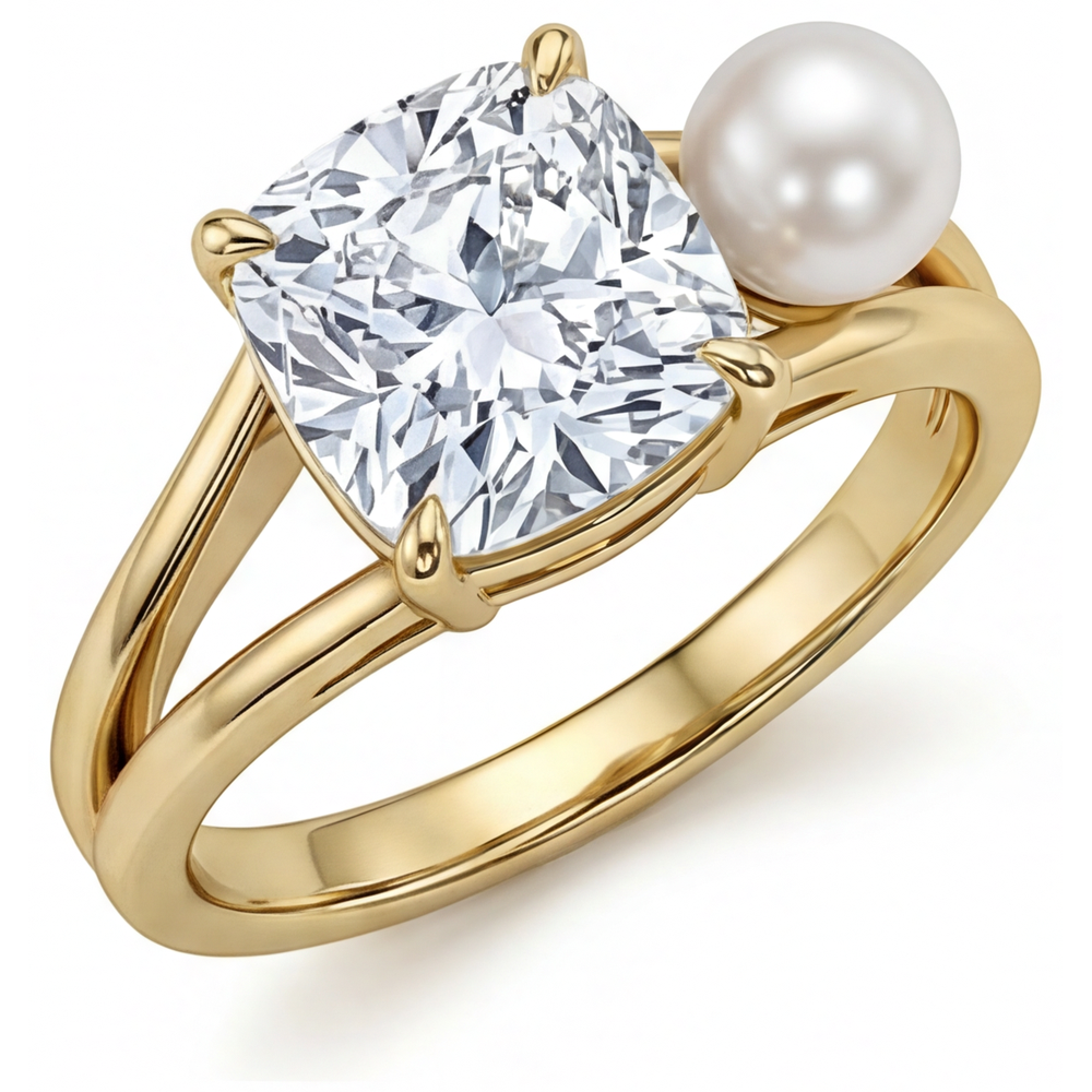 Solitär-Ring 14K Gelbgold mit Edler Diamant – Frontansicht