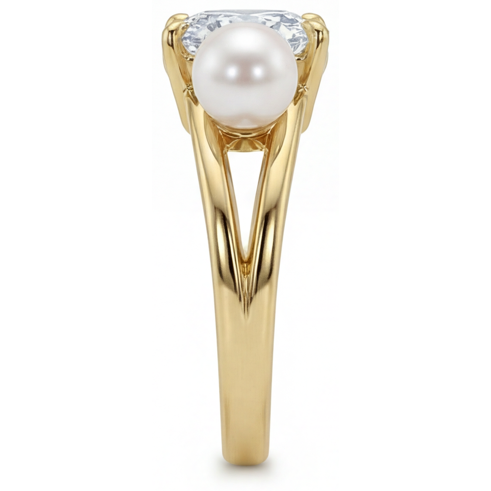 Cushion Edler Diamant Ring in 14K Gelbgold – Draufsicht
