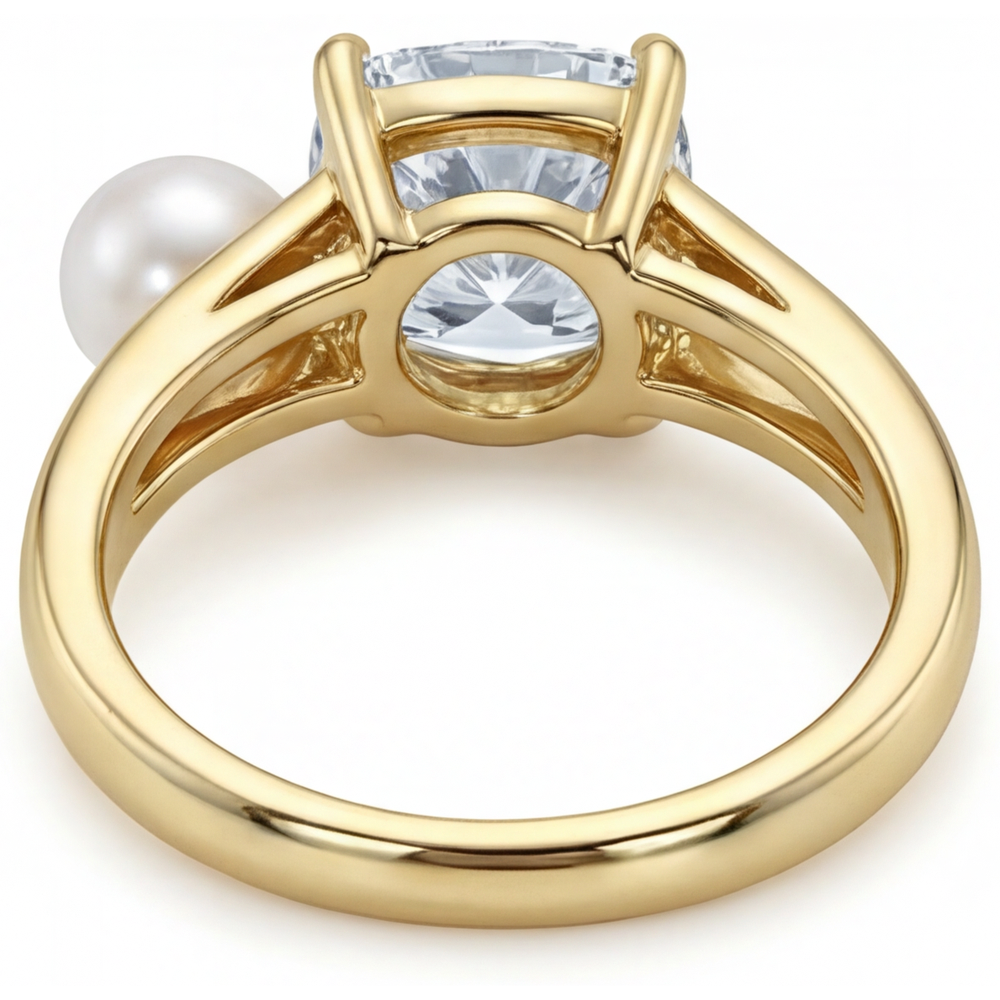 Edler Diamant Solitär-Ring 2-Karat 14K Gelbgold – Rückansicht