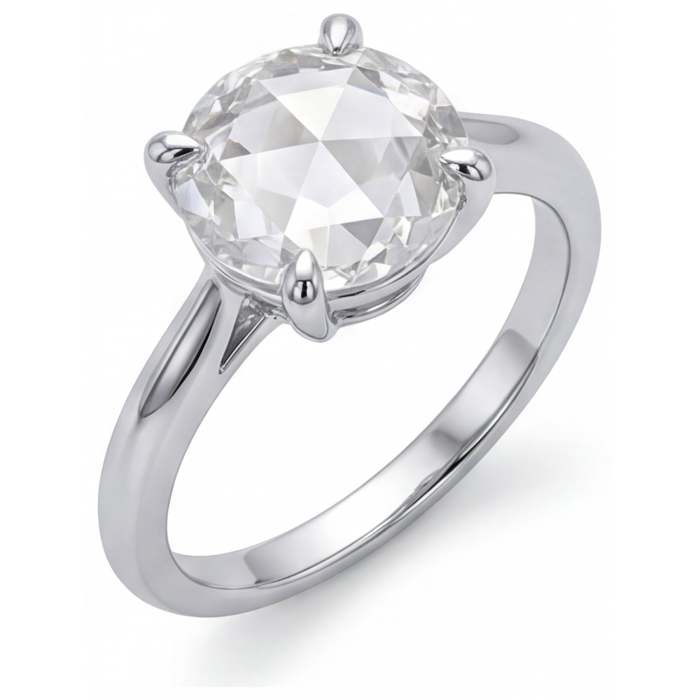 Edler Diamant Solitär-Ring 4-Karat 14K Weißgold – Frontansicht