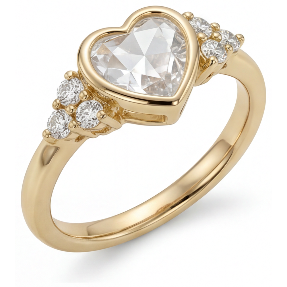 Edler Diamant Solitär-Ring mit Akzenten 1,75-Karat 14 Karat Gelbgold – Seitenansicht