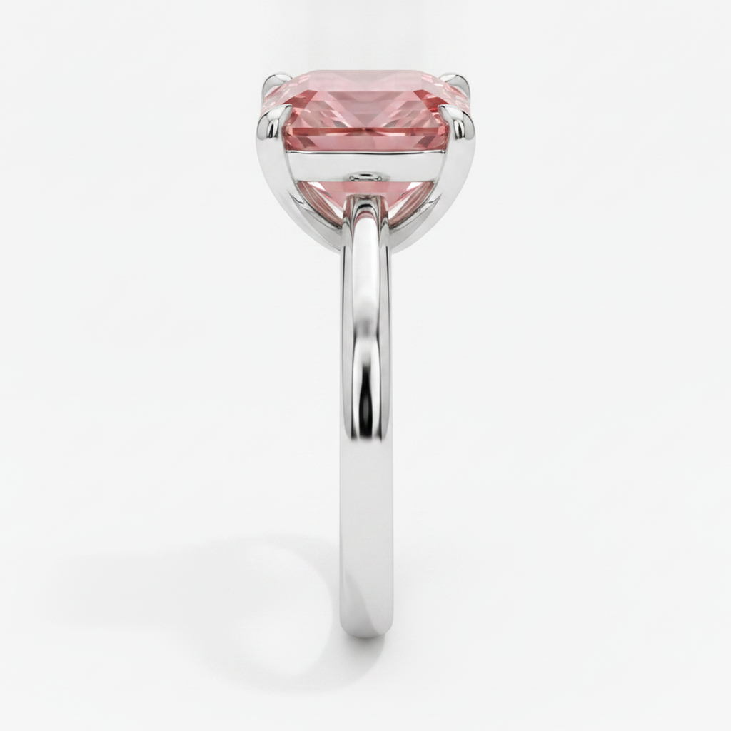 Solitärring aus 14 Karat Weißgold mit echtem pfirsichfarbenem Padparadscha-Saphir im Smaragdschliff, 2,5 Karat