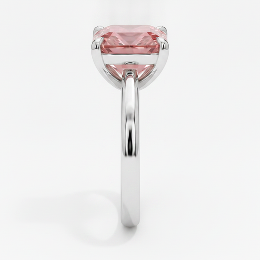 Solitärring aus 14 Karat Weißgold mit echtem pfirsichfarbenem Padparadscha-Saphir im Smaragdschliff, 2,5 Karat