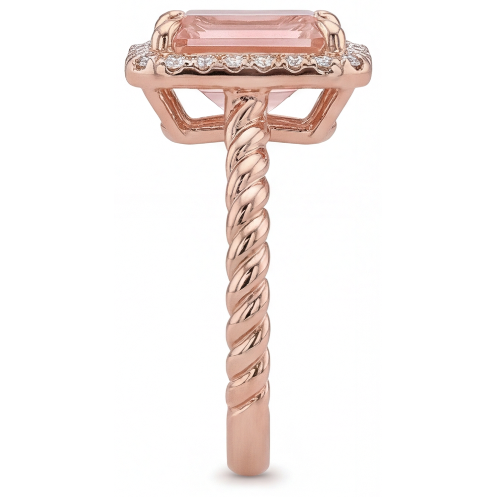 Oranger Padparadscha-Saphir-Ring, 2,5 Karat, Halo aus echten Smaragden, 14 Karat Roségold