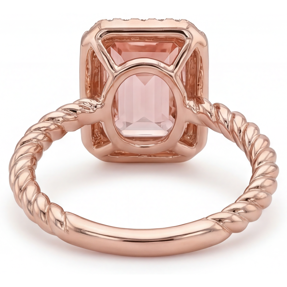 Oranger Padparadscha-Saphir-Ring, 2,5 Karat, Halo aus echten Smaragden, 14 Karat Roségold