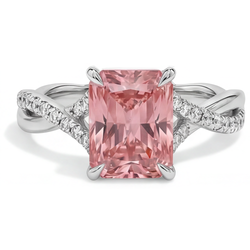 Bypass-Ring aus 14 Karat Weißgold mit 3,3 Karat pfirsichfarbenem Padparadscha-Saphir und echtem Smaragd