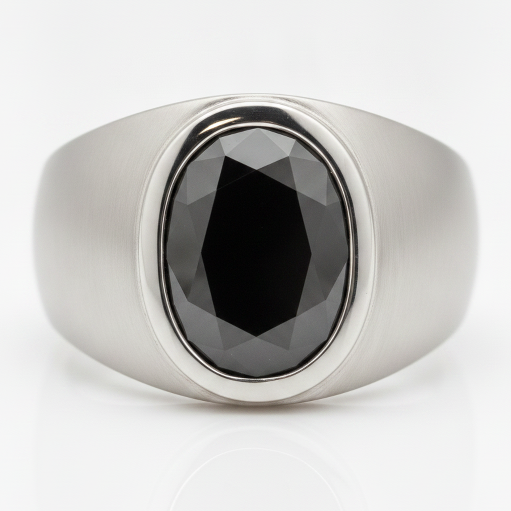 Verlobungsring mit schwarzem Diamanten, 3,79 Karat, echt, oval, ausgefallene Lünette, Platin