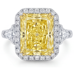 VVS Reinheit Fancy Gelber Diamant Halo-Fassung Ring 3 Karat