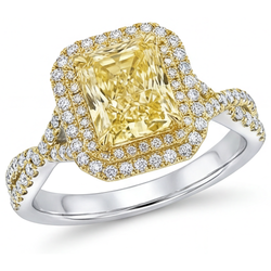 Radiant Halo-Fassung Ring – Fancy Gelber Diamant 4,75 Karat