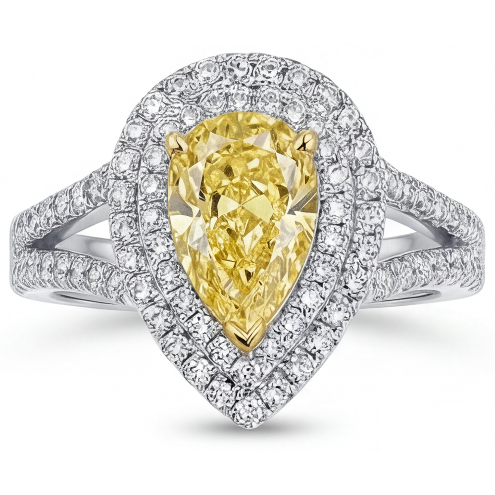Stilvoller Halo-Ring 1,50 Karat – Profilansicht