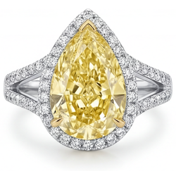 Fancy Gelber Diamant VVS Halo-Verlobungsring 3 Karat in 14 Karat