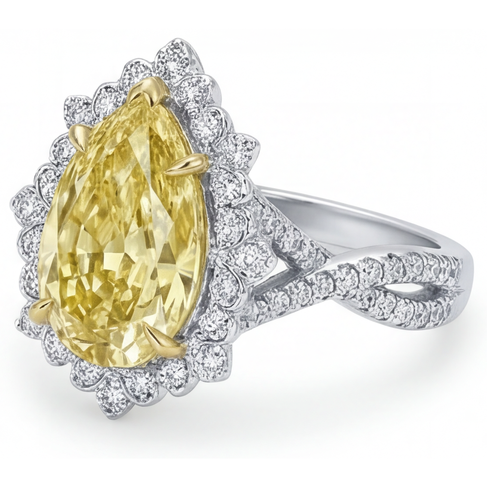 Eleganter Halo-Verlobungsring 3 Karat – Draufsicht