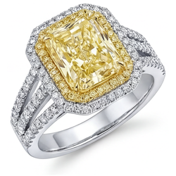 Eleganter Halo-Verlobungsring – Fancy Gelber Diamant 5 Karat von