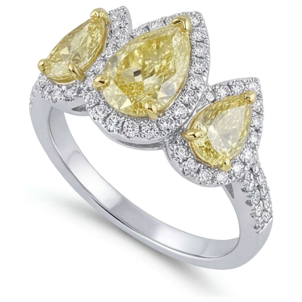 Echter Fancy Gelber Diamant Ring – Schrägansicht