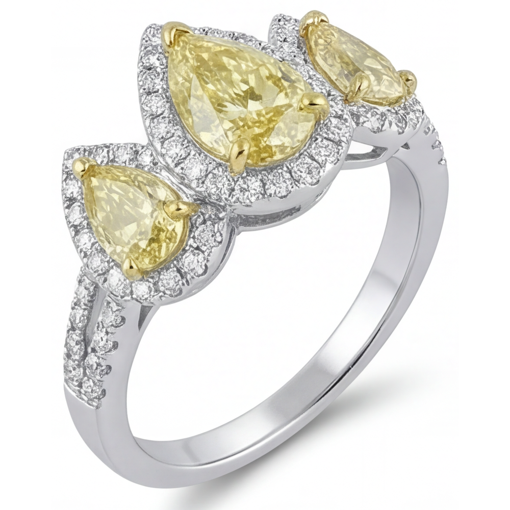 Ring Zweifarbiges 14K Gold mit Fancy Gelber Diamant – Profilansicht