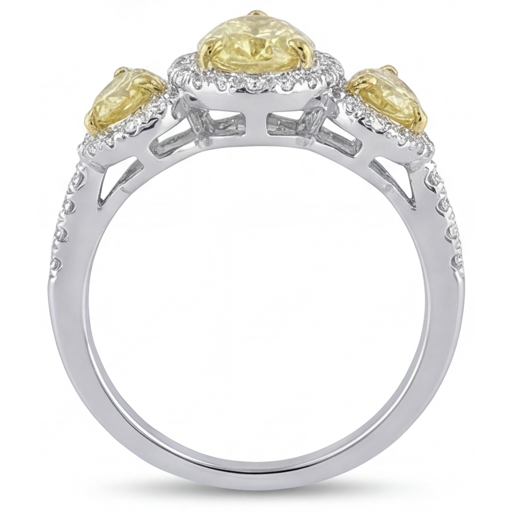 Fancy Gelber Diamant Ring 1,5-Karat Zweifarbiges 14K Gold – Draufsicht