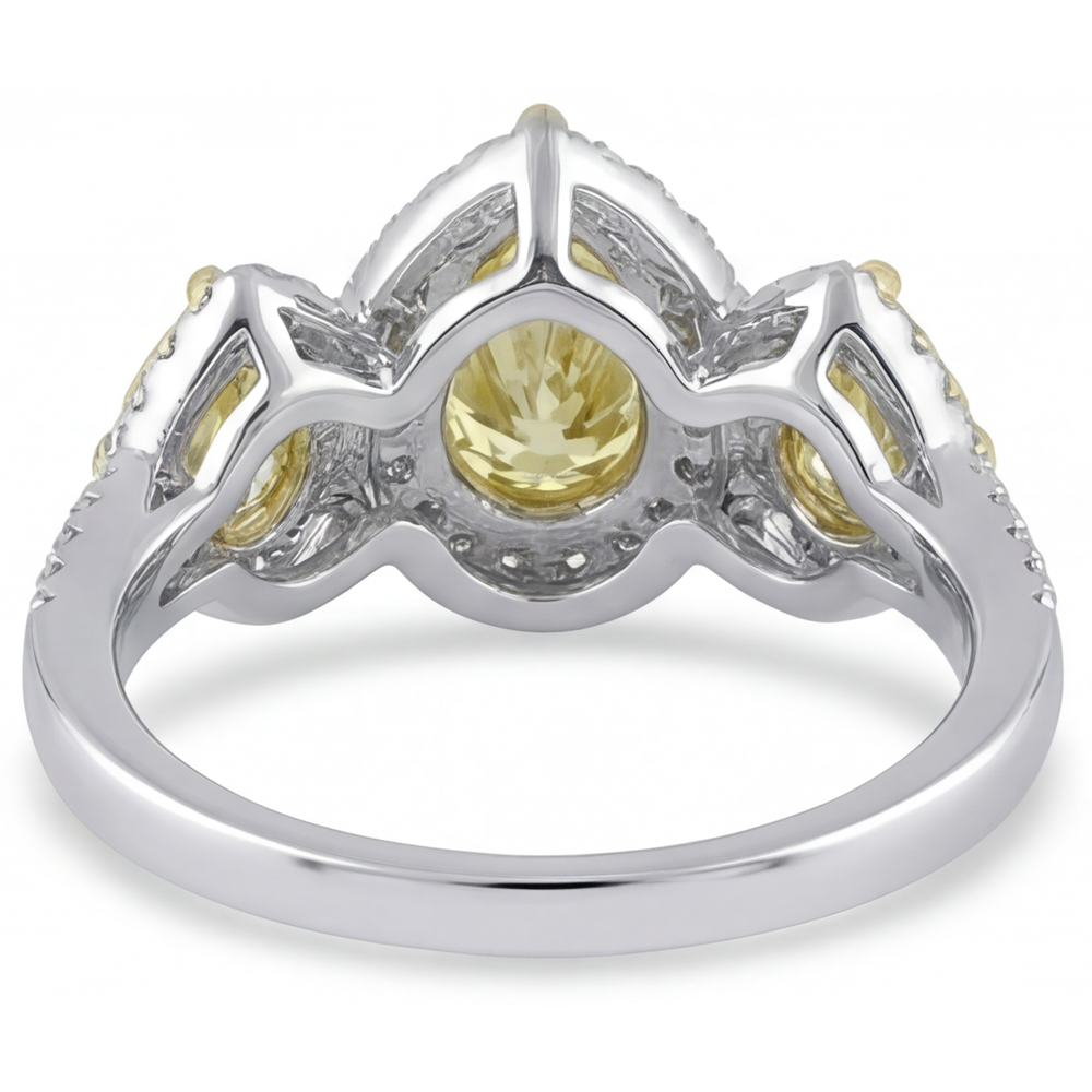 Fancy Gelber Diamant Ring 1,5-Karat Zweifarbiges 14K Gold – Rückansicht