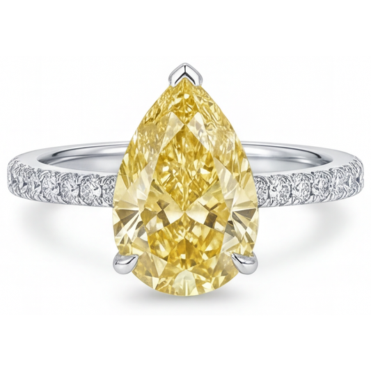 Fancy Gelber Diamant Ring 3-Karat 14K Weißgold – Hauptansicht