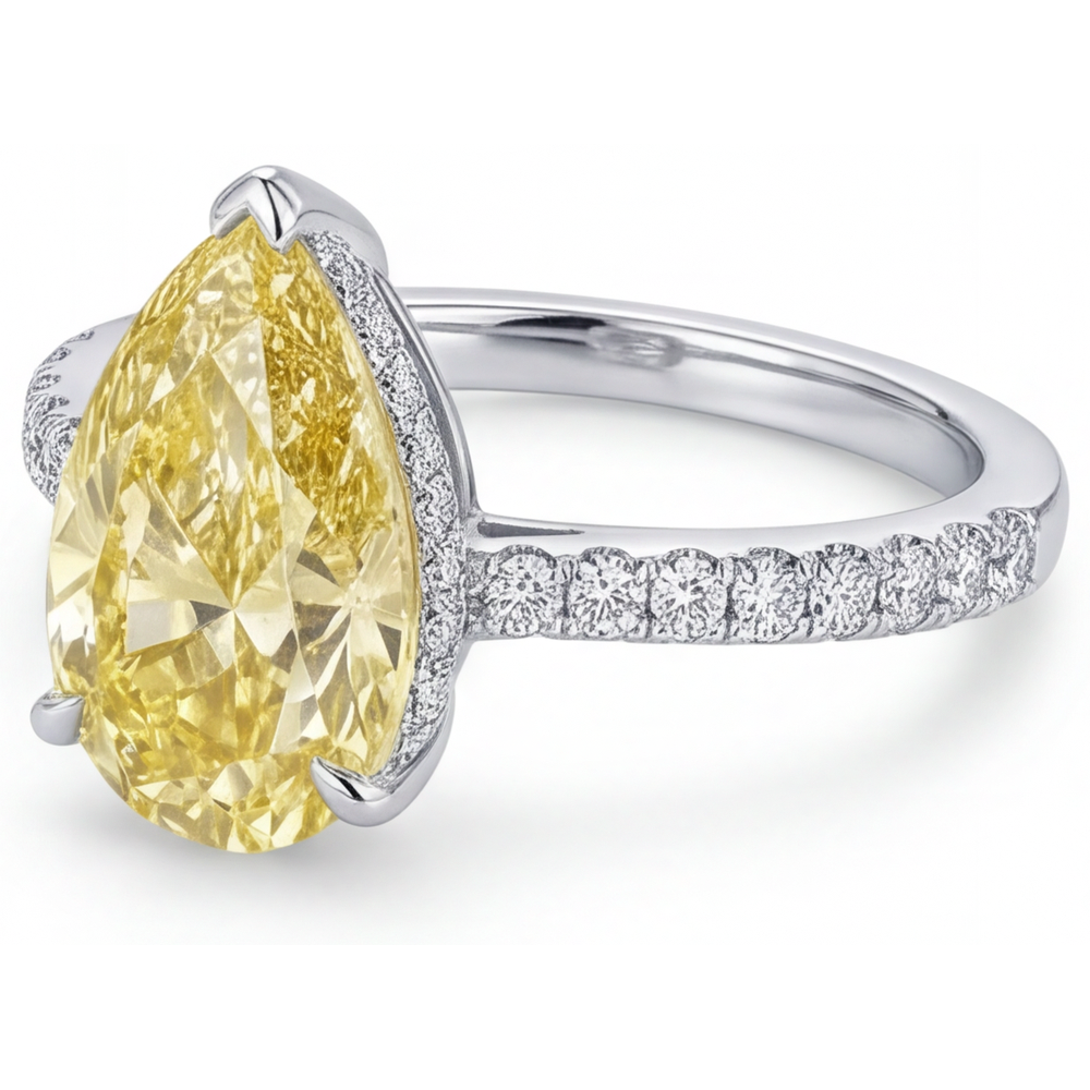 Premium Fancy Gelber Diamant Ring 3 Karat – Profilansicht