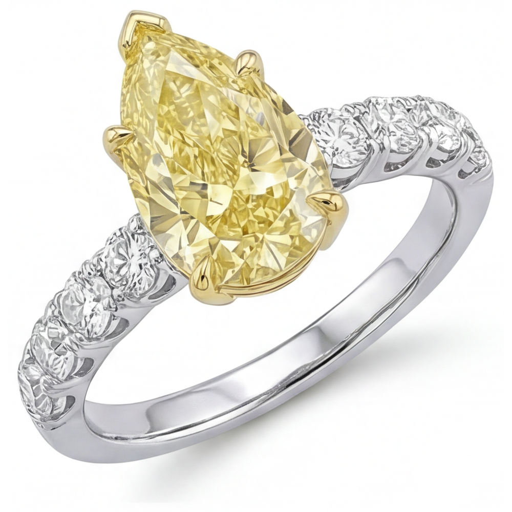 Echter Fancy Gelber Diamant Schmuck-Ring – Frontansicht