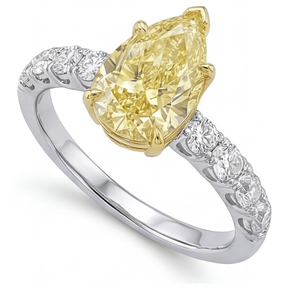 Schmuck-Ring 14 Karat Zweifarbig Gold mit Fancy Gelber Diamant – Seitenansicht