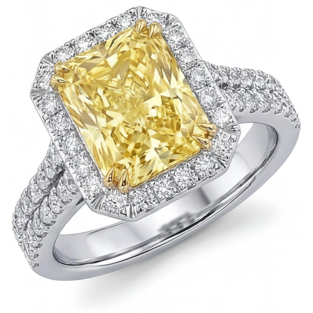 Schmuck-Ring 14 Karat Zweifarbig Gold mit Fancy Gelber Diamant – Hauptansicht