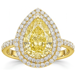 Fancy Gelber Diamant im Tropfen-Schliff Schmuck-Ring 2 Karat
