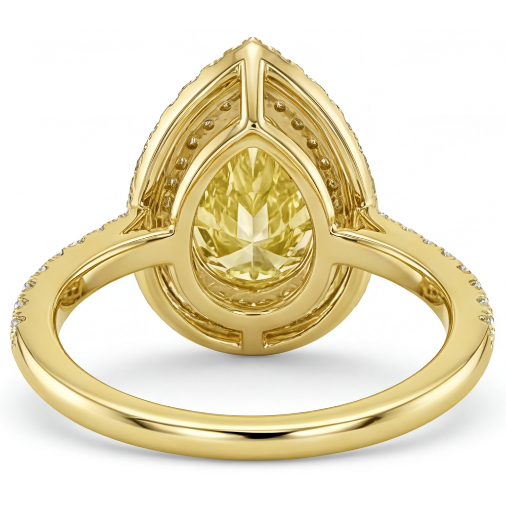 Tropfen-Schliff Fancy Gelber Diamant Ring in 14K Gelbgold – Detailansicht