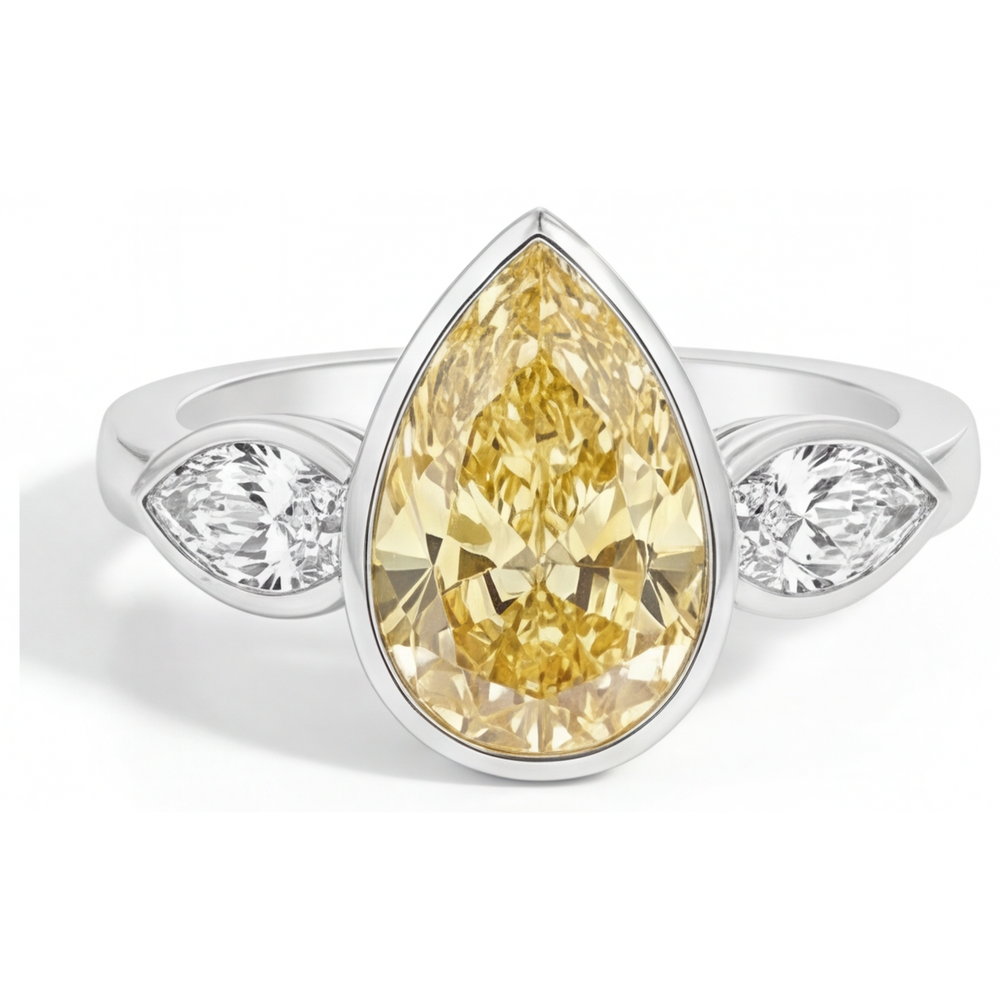 Fancy Gelber Diamant Schmuck-Ring 2,75-Karat 14 Karat Weißgold – Hauptansicht