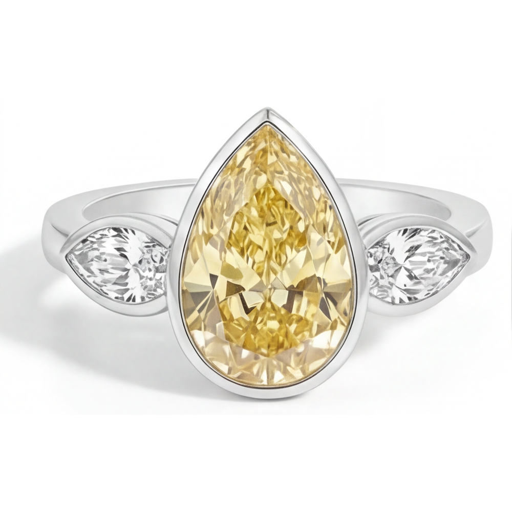 Fancy Gelber Diamant Schmuck-Ring 2,75-Karat 14 Karat Weißgold – Frontansicht