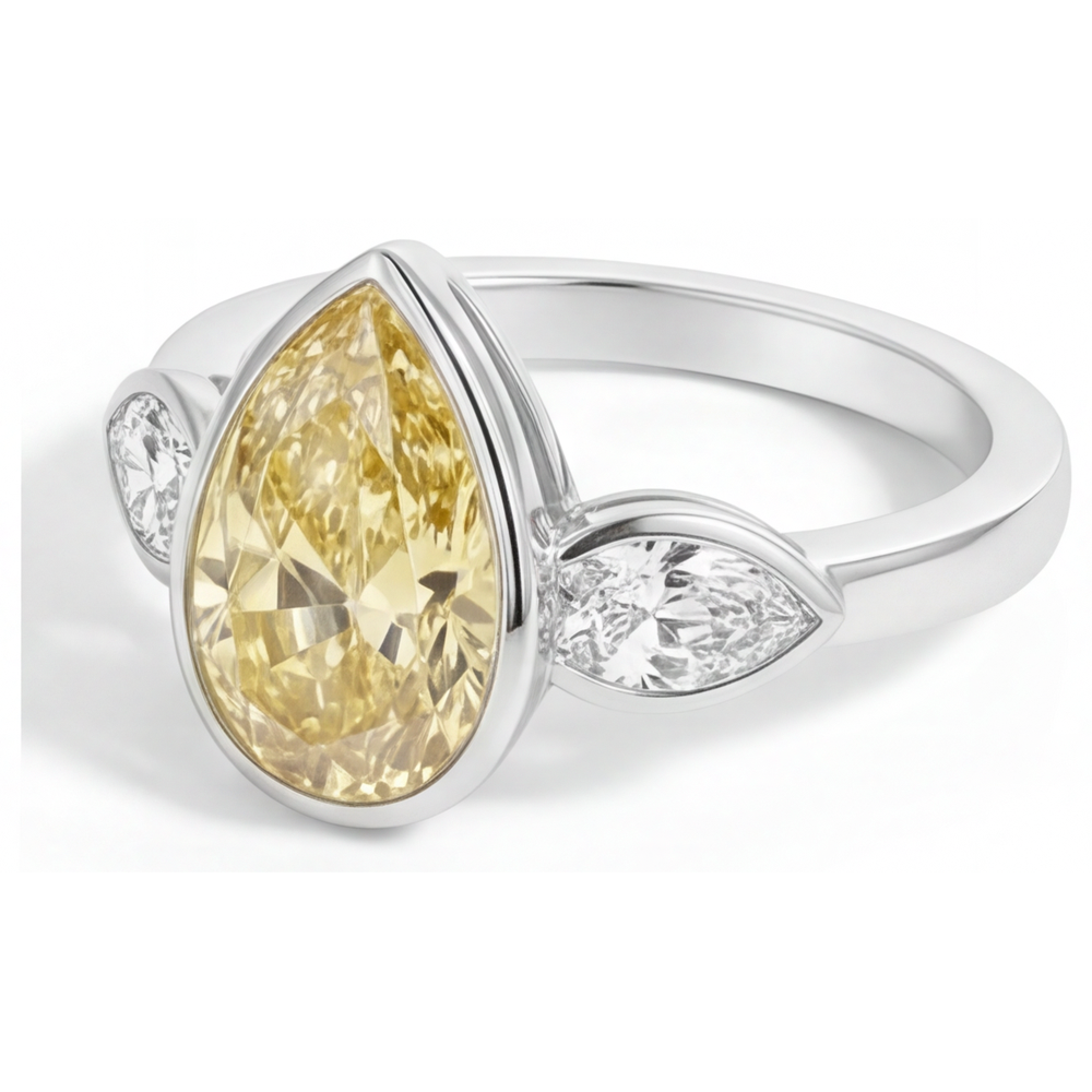 Naturreiner Fancy Gelber Diamant Schmuck-Ring – Schrägansicht